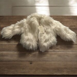 Joyfolie Ivory Faux Fur Kendra Jacket